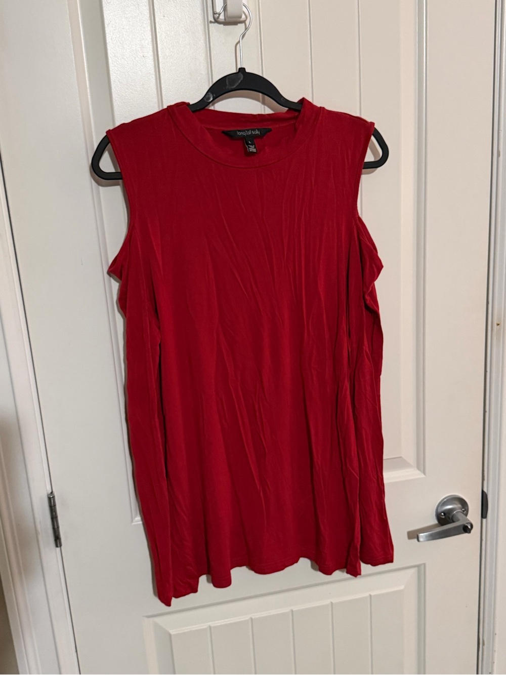 LTS Red Sleeveless Cold Shoulder Top